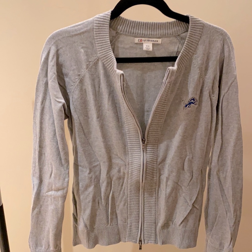 Cutter & Buck Detroit Lions Gray Zip-Up Sweater